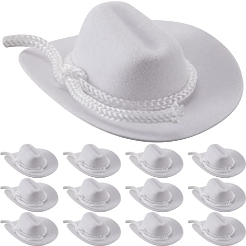 Mini chapeaux de cowboy floqués blancs style occidental pour loisirs créatifs