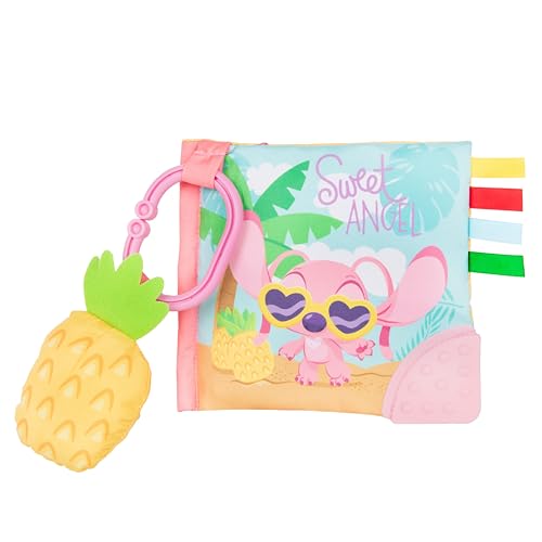 Image of Kids Preferred Disney Baby Lilo & Stitch Sweet Angel Soft Book, Fun Pink Stitch On-The-Go Soft Book with Crinkle Pages, Pineapple Rattle, and Mirror