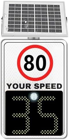 35 MPH Solar Powered Radar Speed Limit Sign - 24"x35" LED Display Aluminum Traffic Sign for Highways & Roads - Enhance Safety & Visibility