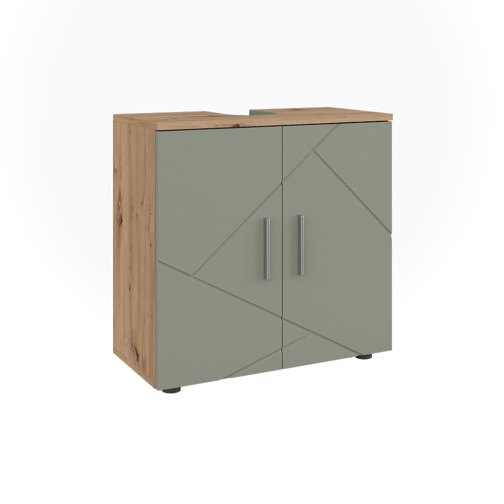 Vicco Meuble Vasque Simple Irma, Vert Sauge, 60x59cm, Idéal pour Ranger des Produits de Nettoyage, Serviettes et Articles de Soin