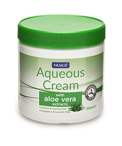 Nuagé Aqueous Cream with Aloe Vera | Moisturising Cream For Cooling Softening Soothing & Hydrating Skin (350ml)