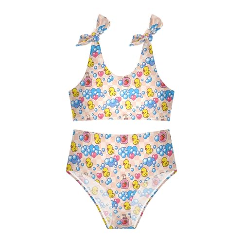 Toddler Girls Bikini Set Yellow Rubber Duck Swimsuits Kid Bowknot Swimwear 2 Piece Bathing Suit 3-12T3