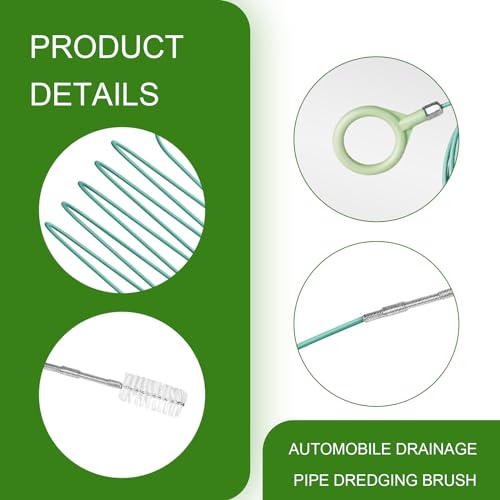 Yumfugu Pack-1 Car Sunroof Drain Cleaning Tool, 118 Inch Car Drain Brush Long Pipe Cleaners, Tube Cleaning Brush Slim Drain Dredging Tool, for Car Sunroof, Windshield Wiper Drain Hole (Green)