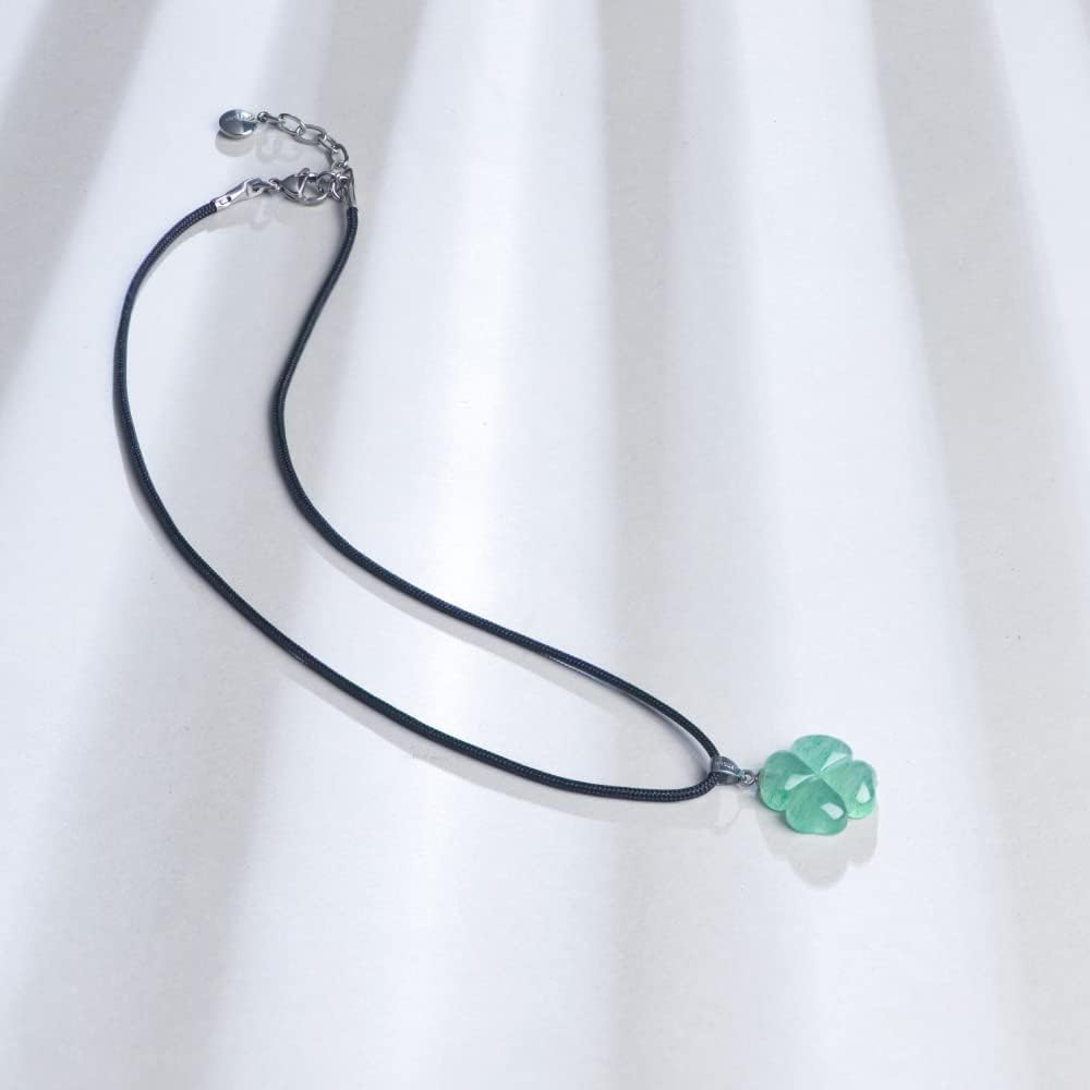 iSTONE Four Leaf Clover Necklace,Made with Green Aventurine for Faith Hope Love and Luck 18 Inch Rope Chain St. Patrick's Day - Image 6
