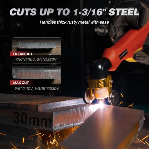 Image of ARCCAPTAIN 65Amp Plasma Cutter, Pilot Arc Plasma Cutting Machine, Cuts 1-1 /8 inch Max, Built-in air filter, Upgraded Large LED Display, 110V /220V, Supports Rust Removal & Expanded Metal, 2T /4T, PA /PT