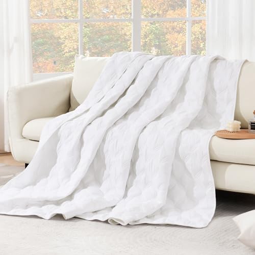 Image of Litanika White Oversized King Quilt Set Bedspread 120x120-3 Piece Lightweight Summer Coverlets Bedding Comforter Cover Bed Decor All Season(Super King - 1 Quilt, 2 Pillowcases)
