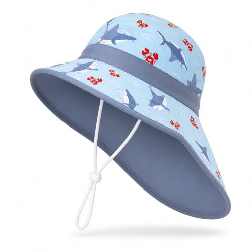 Image of VRITRAZ Sun Protection UPF50+ Bucket Hat Toddler Summer Beach Play Hats with Neck Flap for Girl, Boy, Kids Summer Hat, Bucket Hat for Kids Ages 3-10 Years