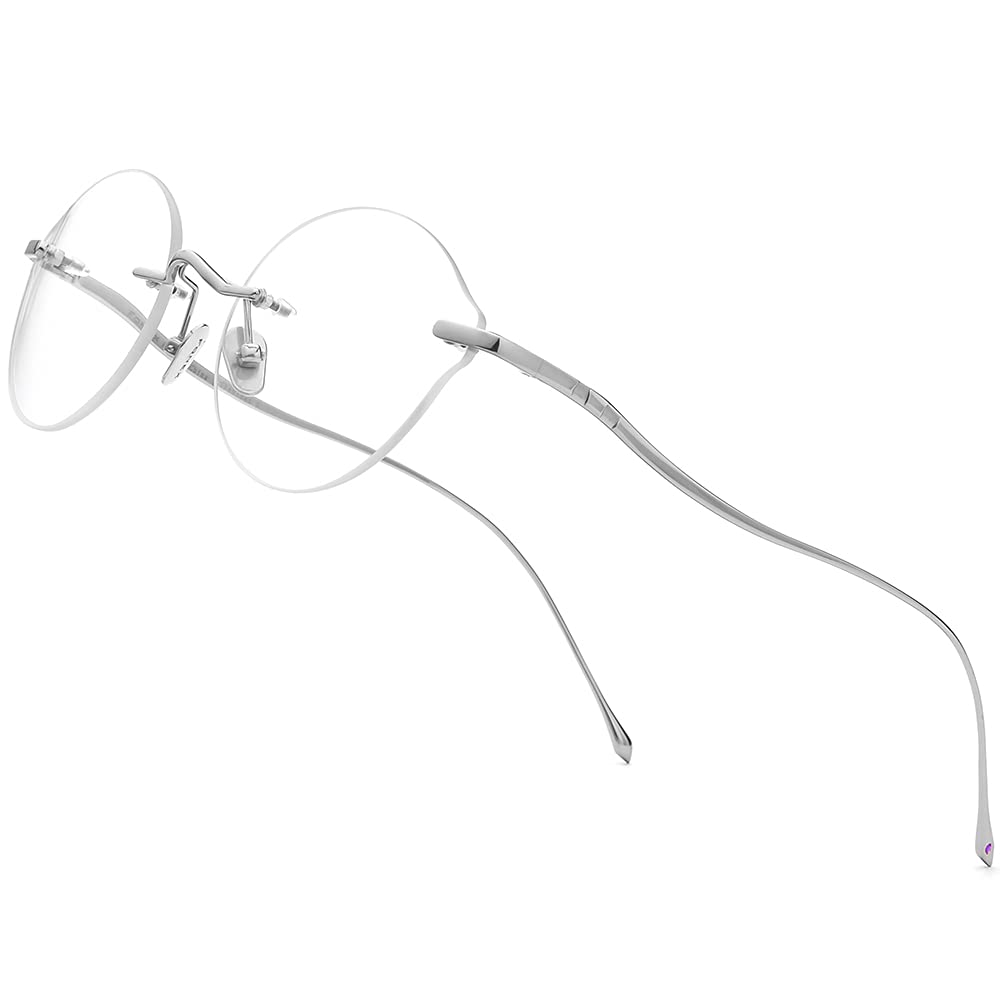 FONEX Titanium Glasses Frame, Women Round Myopia Optical Eyeglasses 8509