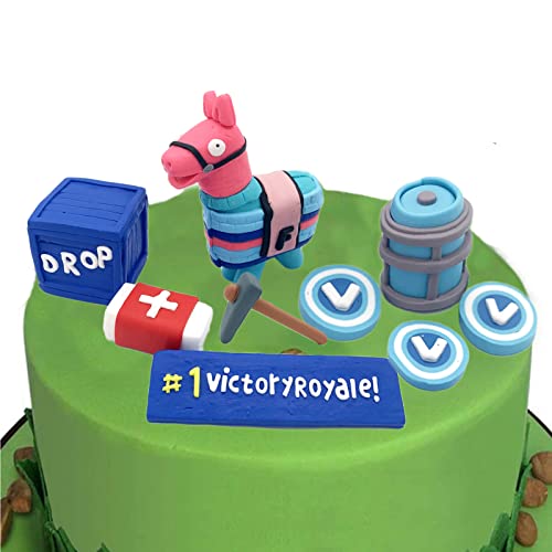 9Pcs Handmade Battle Royale Video Game Cake Topper Llama Cake Decoration For Birthday Party Game Party Birthday Cake Topper Set #TOP3