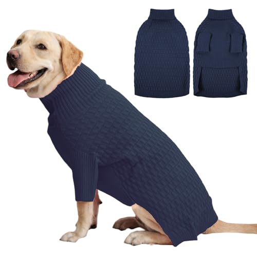 Pull tricoté pour chiens chaud et confortable vêtement extensible thermique bleu - 2