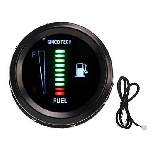 Dechoga Jauge de Niveau de Carburant d'huile de 52 mm, indicateur de Compteur LED Clignotant indicateur de gaz Combustible d'huile pour Moto de véhicule de Voiture 8-18 V Cover