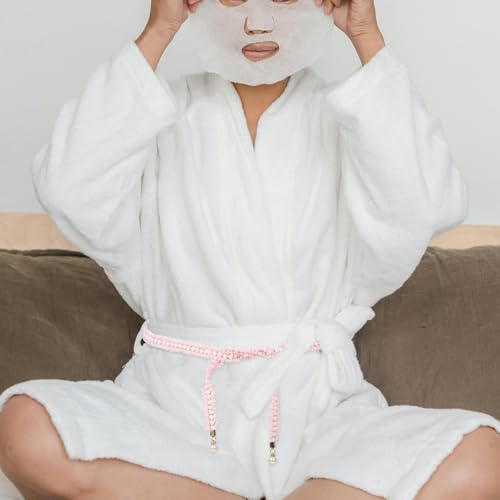 LOGOFUN Traditional Japanese Kimono Sash Belt with Faux Pearl Decor for Women Elegant Yukata Waistband Accessory in Pink Bridal Weddings4