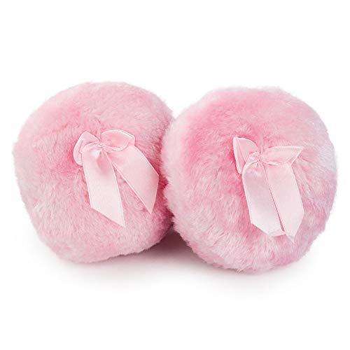 Grande houppette à poudre rose avec ruban idéale pour votre routine beauté du corps