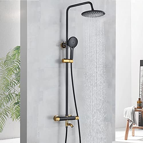 Robinet de douche thermostatique Jings pour baignoire et douche tout-en-un or noir