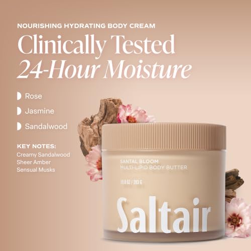 Image of Saltair Multi-Lipid Body Butter | Santal Bloom Ceramide Cream | 10 oz | Creamy texture with conditioning ingredients for lasting hydration and a soft comfortable finish