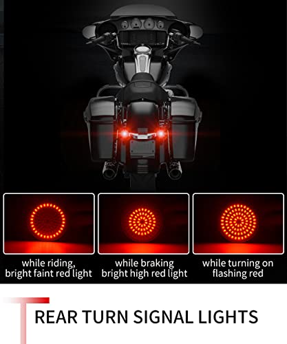 Tugwuetlwu 2\" Front 1157 + Rear 1157 LED Motorcycle Turn Signals Lights Kit for Harley Davidson 1986-2023 Street Glide Road Glide Road King Accessories Softail Dyna Sportster Touring Smoked Cover