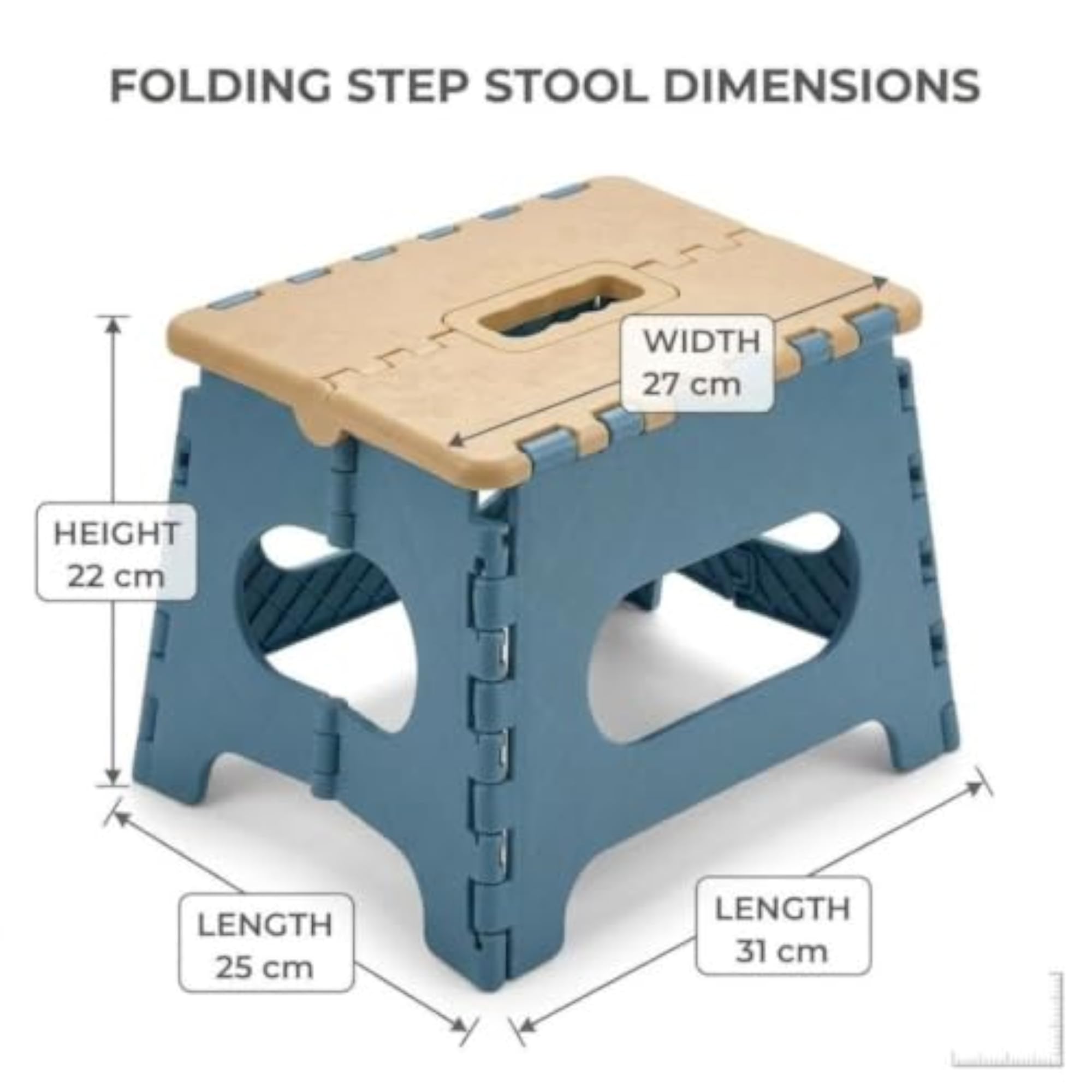 Folding Plastic Step Stool, 9 Inch Heavy Duty, Blue
