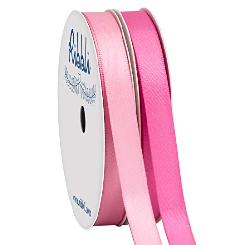 Ribbli 2 Rolls Satin Pink & Hot Pink Craft Ribbon,Total 20 Yards,(Pink 3/8-Inch x 10-Yard, Hot Pink 3/8-Inch x 10-Yard) by Ribbli - Used condition - US$6.51
