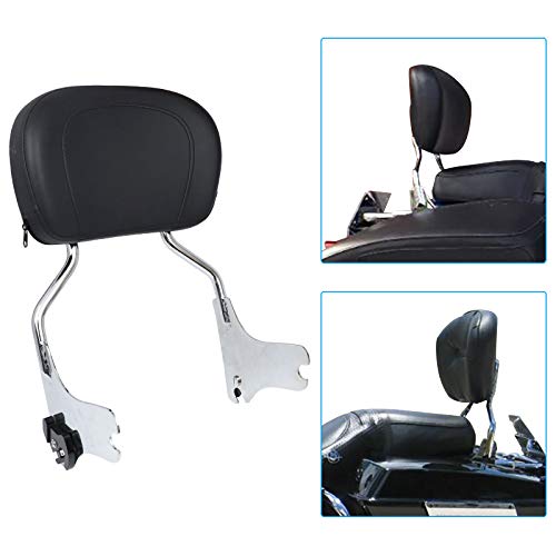 DSISIMO Chrome Detachable Upright Passenger Backrest Sissy Bar With Pad Fit For Touring Road King Street Glide FLHR FLHX FLHT FLTR 1997-2008