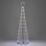 Christow Maypole Christmas Tree, Light Up Outdoor Decoration, Flashing Multi Coloured Micro LED Pyramid Light, Mains Operated (2.4m) - Image 2