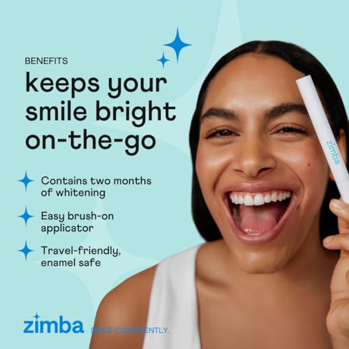 zimba travel teeth whitening pen - effective travel-friendly and easy to use gel whitening pen - stain remover and teeth whitener for coffee wine soda and other stains 1 pack
