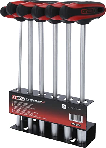 KS Tools 158.5000 Juego de destornilladores de llave de vaso con mango en T CHROMEplus, 6 pzs., 6-14 mm