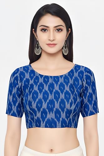 Image of Cotton Pochampally ikat unstitched blouse, Kurthi, long frock fabric material for women (1 meter, 2 meters & 3 meters)