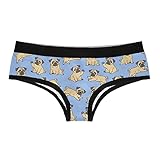 Pugs Womens Panties Cute Pug Puppy Graphic Pet Sexy Underwear For Ladies Funny Underwear for Women Dog Funny Dog Women's Novelty Panties Blue L