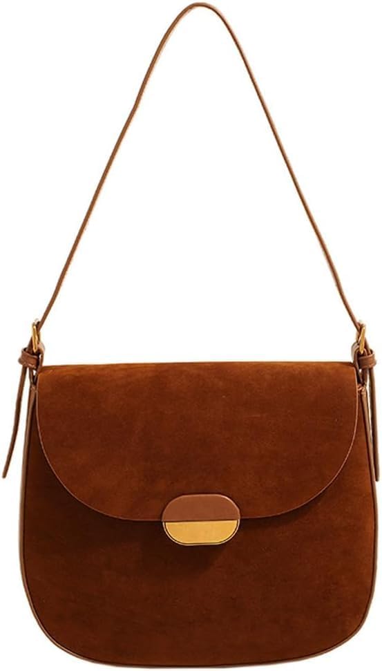 Burgundy Suede Shoulder Bags For Women Brown Suede Small Trendy Wine Crossbody Bag Saddle Suede Satchel Bag