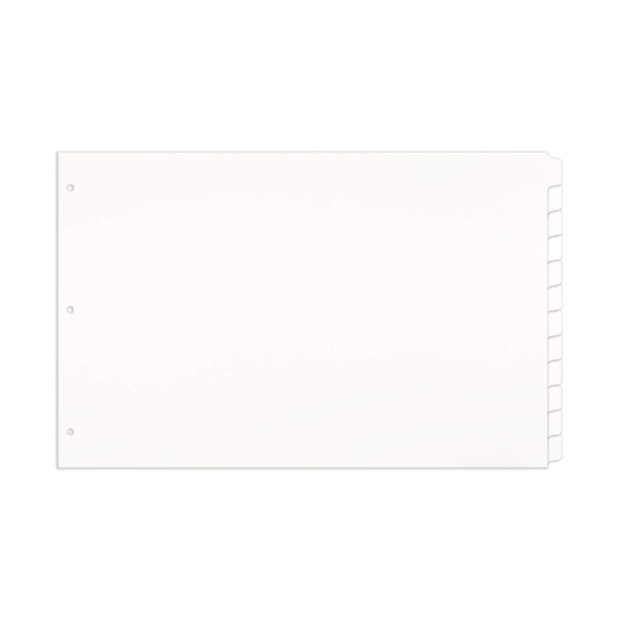 11x17 2-Tab Index Dividers Set, Standard Length with Holes, White (590808)