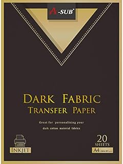 A-SUB Inkjet Iron On T Shirt Transfer Paper for Dark Fabrics 20 Sheets A4, Print Your own DIY Shirts for Christmas, Anniversaries, Birthdays and Parties