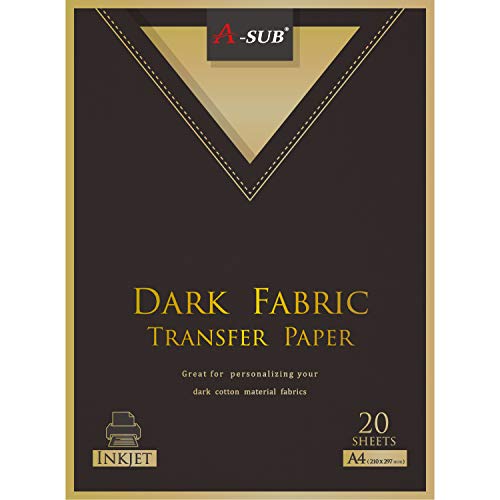 A-SUB - Papel de transferencia de tinta para telas oscuras, 20 hojas A4, imprime tus propias camisas de bricolaje para Halloween, Navidad, aniversarios, cumpleaños y fiestas