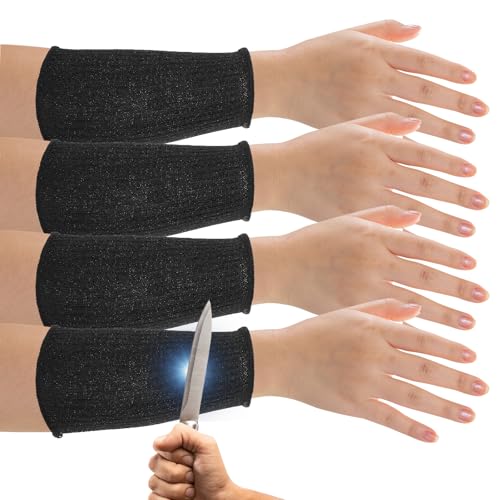 Ymapinc 2 pares de protección de nivel 5 resistentes a los cortes para brazos, protección de antebrazos, protectores de brazo para piel fina, contusiones, negro, protección para mujeres, hombres,