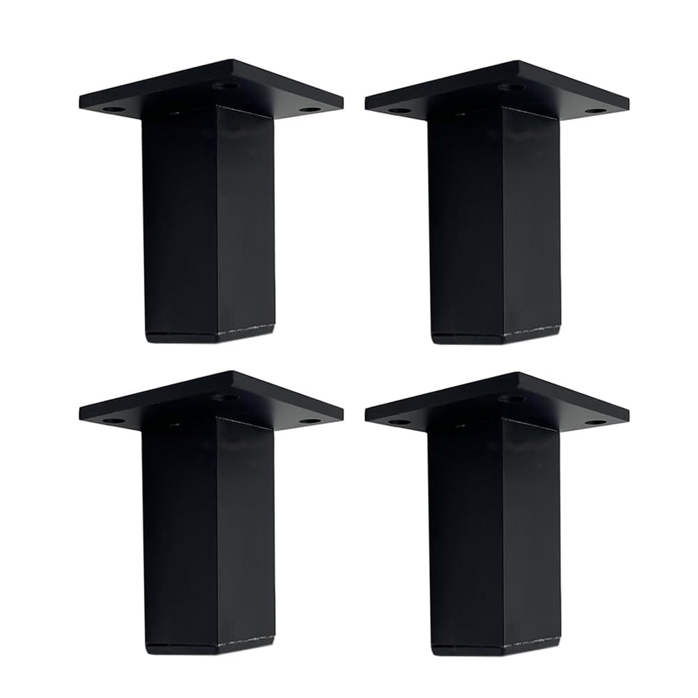 SagaSave 4 Pcs Furniture Legs, 100mm Aluminum Alloy Square Sofa Furniture Feet with Protective Pad, Heavy Duty Cabinet Legs for Sofa Bed DIY Furniture, Black