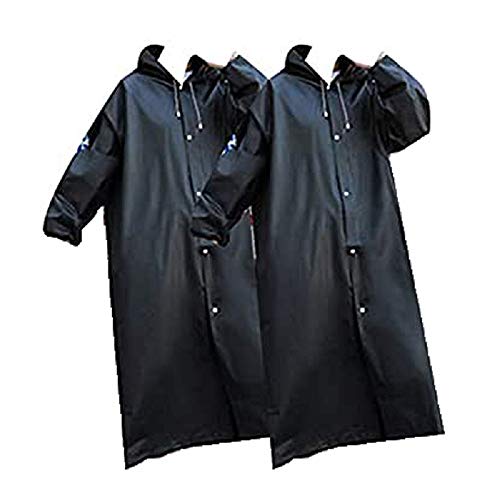ODSPTER 2 Stück Regenponcho ?Schwarzer Regenmantel?Eva Regenjacke Unisex Wiederverwendbar wasserdicht atmungsaktiv tragbarer Regencape zum Camping