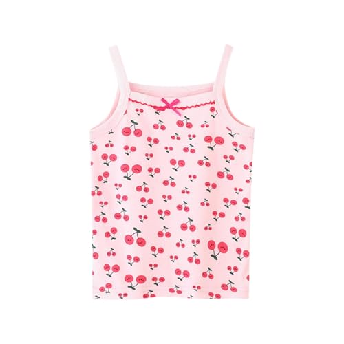 Toddler Girls Cute Bow Camisole Cherry Printed Summer Sleeveless Tank Top Comfy Soft Ctton Tees for 2-14 Years