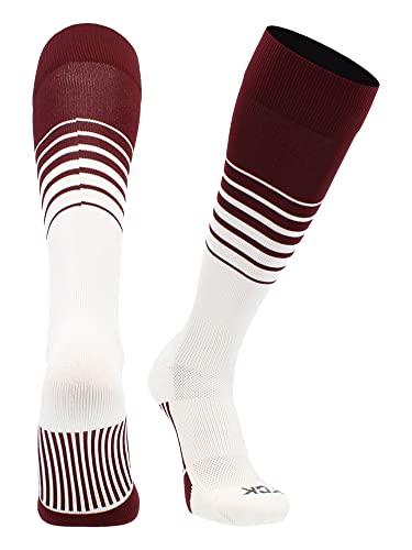 Image of TCK Elite Breaker Striped Socks | Over-the-Calf Soccer Baseball Softball Socks | Extra Stretch for Shin Guards | USA Made