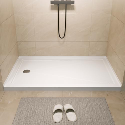 DeerValley 60L X 36W Left Drain Shower Base in White