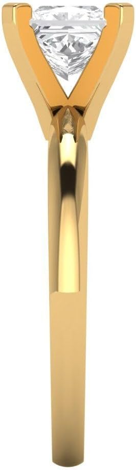 Clara Pucci 1cttw VVS Cubic Zirconia Princess Cut Bridal Promise Ring for Women in 14K Yellow Gold - Solitaire Solid Gold (5.5mm)