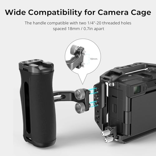 Image of SmallRig Mini Side Handle with 1 /4 inch -20 Screws for Camera Cage, Up and Down Adjustable, for Left or Right Hand, Ergonomic Camera Handle with Built-in Cold Shoe and Threaded Hole - 4756
