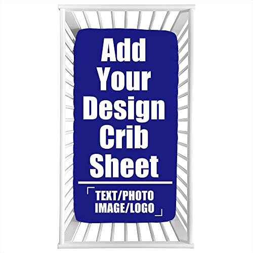 Custom Fitted Crib Sheet with Name, Logo, Microfiber, Blue
