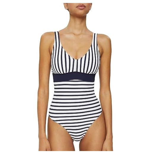 Sweetneed chida yi Damen Badeanzug Sport Bademode Damen Bauchweg Einteiliger Badeanzug Sexy Push Up Badeanzüge Damen Swim Suit Monokini Damen Strandmode Damen Sommer (Schwarz,XL) 4 ESPRIT Recycelt: wattierter Badeanzug mit Streifen