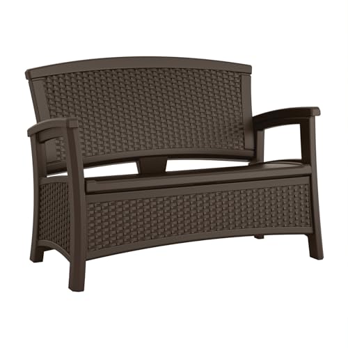 Suncast Outdoor Wicker Love Seat with 23-Gallon Storage, Comfortable Seating