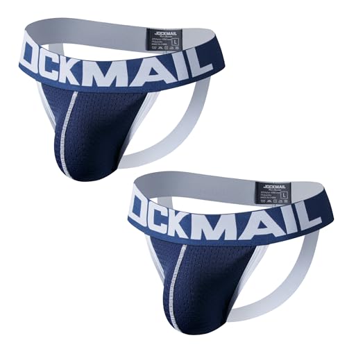 JOCKMAIL 2PCS/Pack Jock strap for Men Sexy Mens Comfort Jockstrap Underwear for Sports Daily Wear and Special Occasions