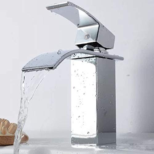Robinet de lavabo cascade en chrome mitigeur eau chaude et froide pour salle de bains