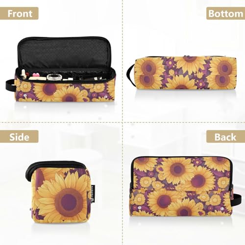 Bolsa de viaje para herramientas de cabello con diseño girasol resplandeciente, con base resistente al calor para planchas, alaciadoras y rizadores, portátil para mujer miniatura 5