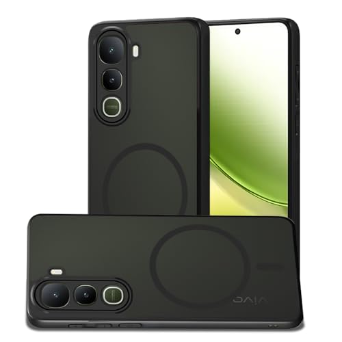 Image of AESTMO Vivo Y400 5G Back Cover | 360 Protection | Matte Frosted Hard Back Translucent | Compatible with MagSafe Accessories for Vivo Y400 5G (MagSafe Matte Hard Black Bumber)