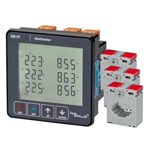 Multimètre triphasé EM-07 pour mesure de puissance apparente 3CT