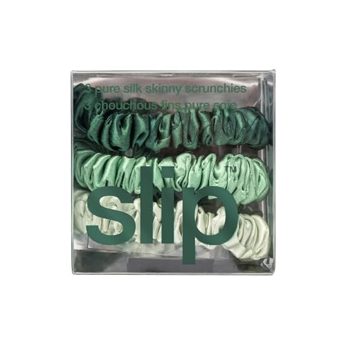 Image of SLIP Silk Hair Ties, Fresh Skinny Scrunchies, Set of 3 | Anti-Damage | 100% Mulberry Silk | anti-friction, anti-tangle, anti-knot, anti-frizz, anti-snag | All Hair Types | Slipsilk Technology
