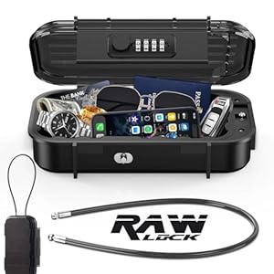 Portable Safe Box with Code, Combination Security Case Lock Box with Removable Wire Rope, Mini Key Safe Storage Waterproof & Anti-Theft for Travel, Beach, Vacation
